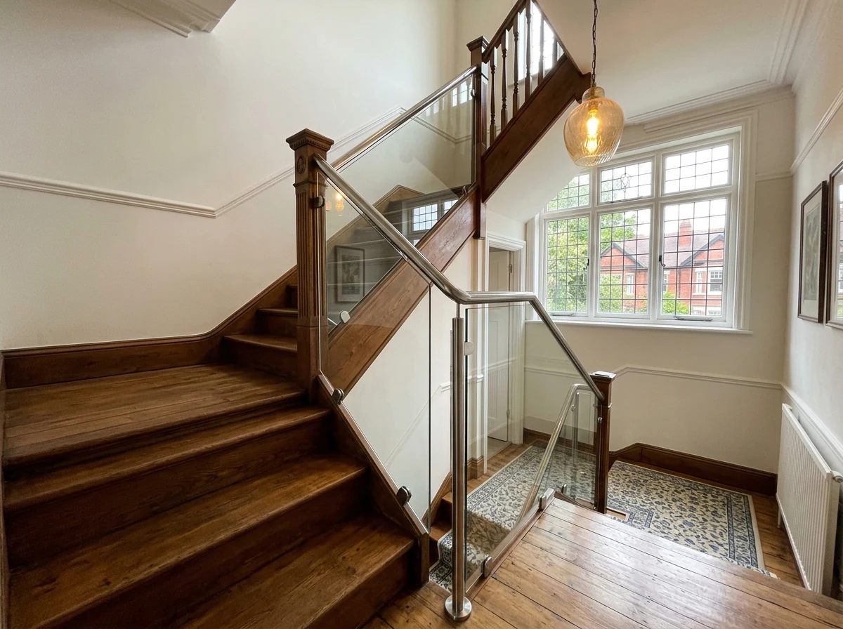 Frameless glass balustrades in Birmingham by Birmingham Glass Balustrades, residential staircase