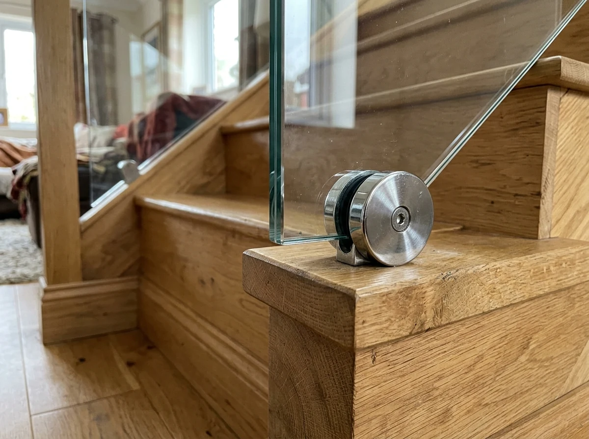 Channel-fixed frameless glass balustrade system in a Birmingham staircase
