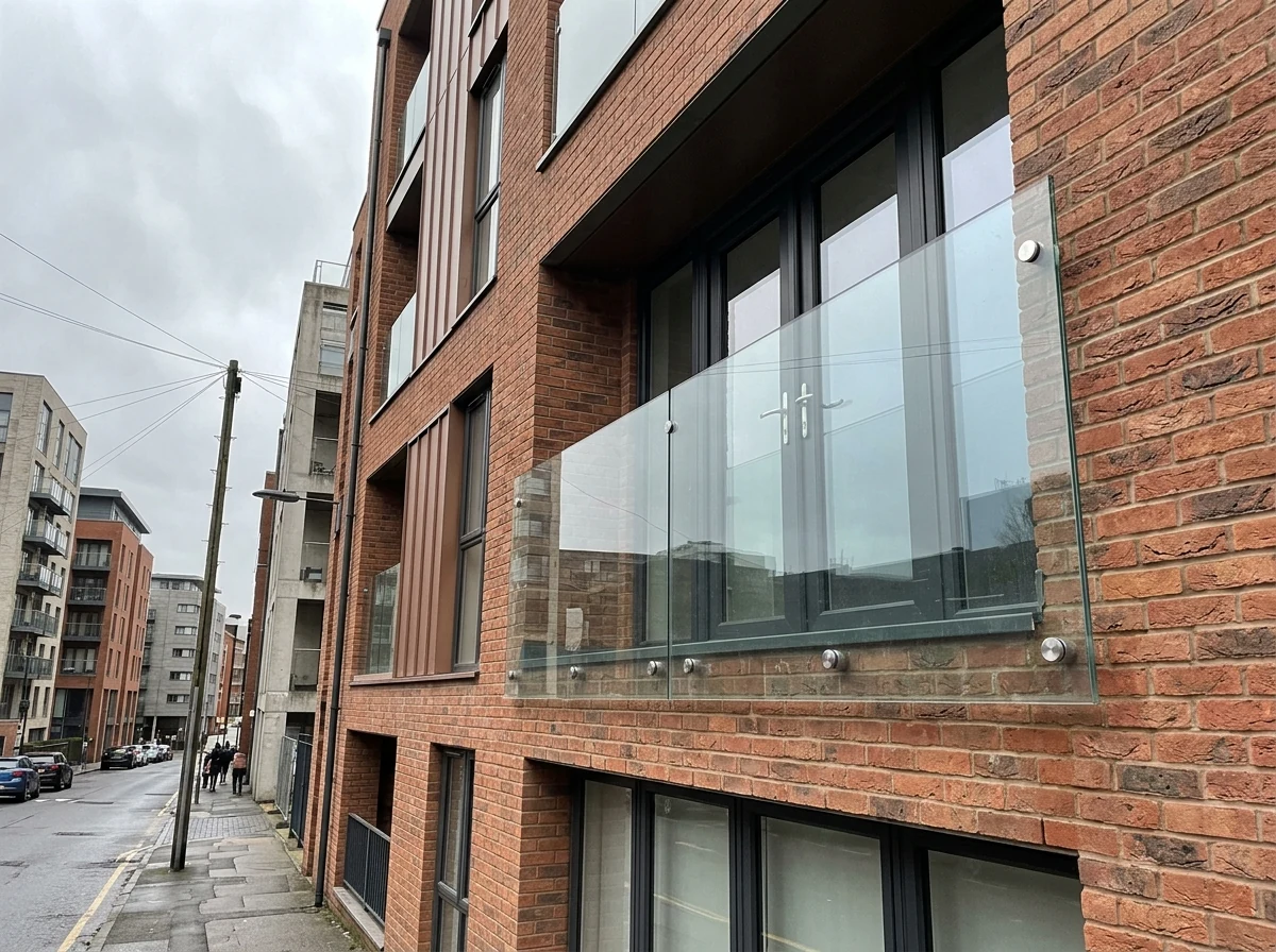 Glass balcony installation in Birmingham by Birmingham Glass Balustrades, exterior balustrade