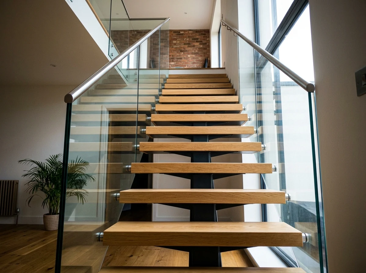Glass balustrade retrofit on period staircase in Harborne